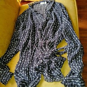 Cato Light Pink and Brown Wrap Top